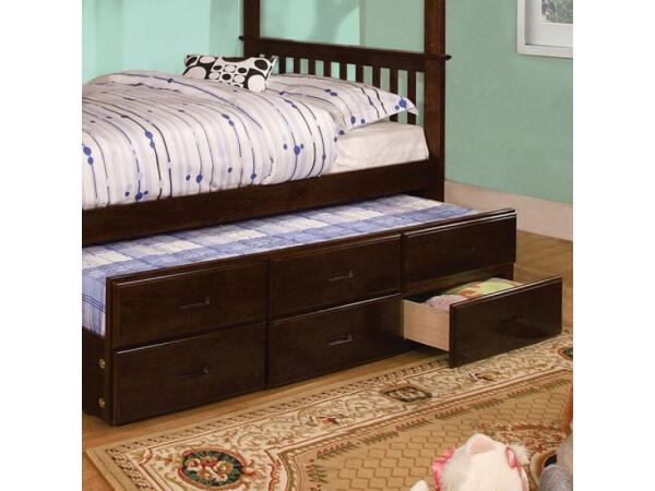 University Twin Trundle w/ 3 Drawers Youth Beds Brown