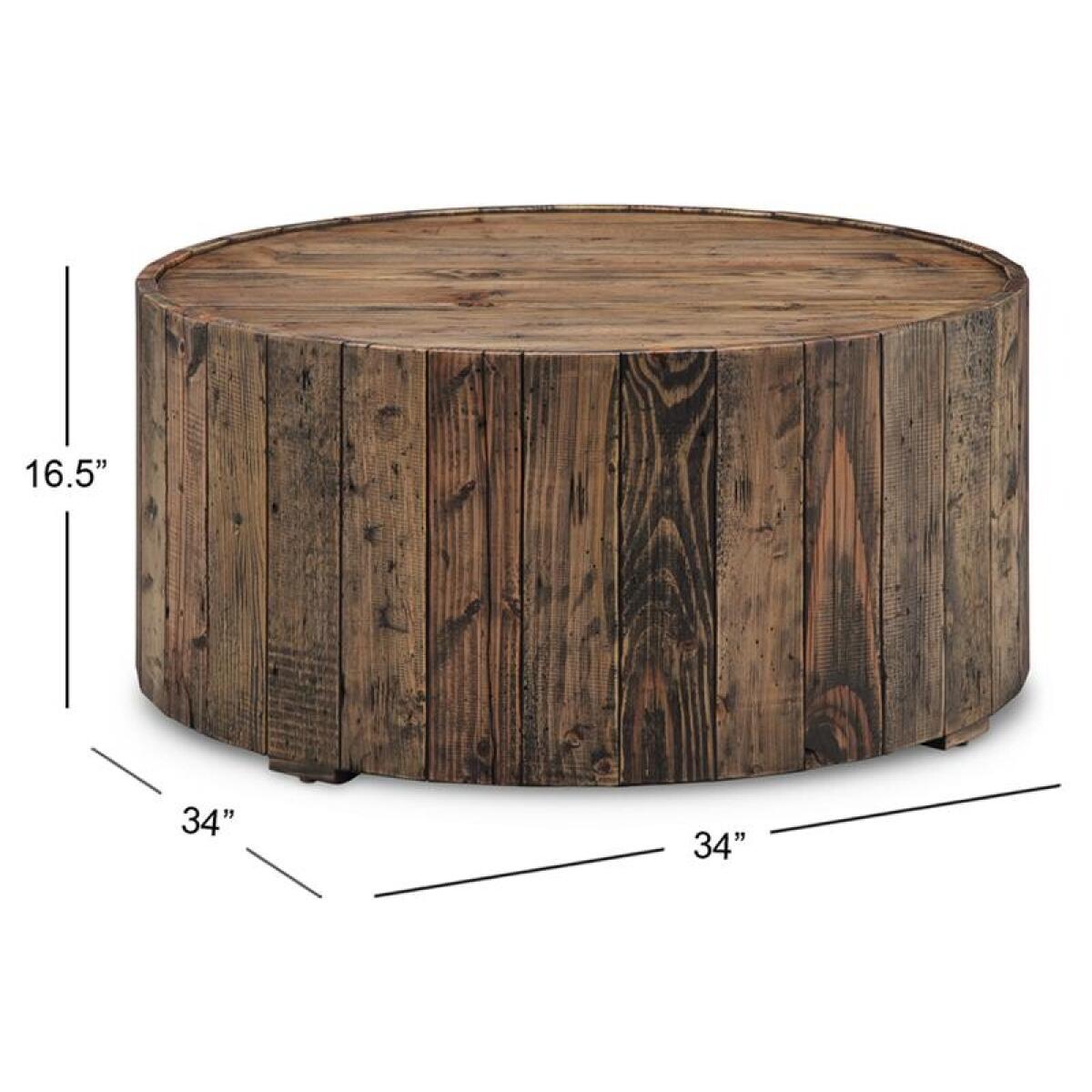 Dakota Round Cocktail Table w/Casters Cocktail & Coffee Tables Brown 5