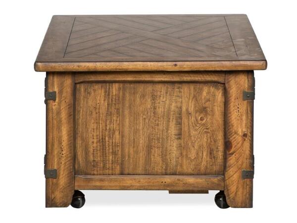 Chesterfield Lift Top Storage Cocktail Table w/Casters - Image 4