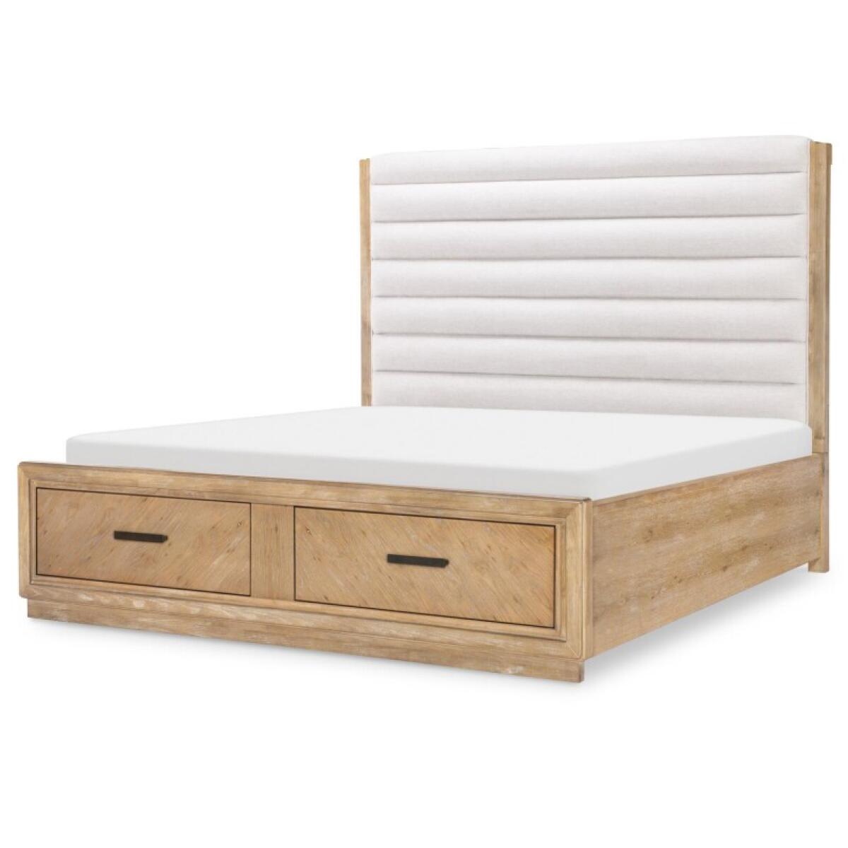 Complete Cal King Channeled Upholstered Storage Bed 6/0 - Image 2