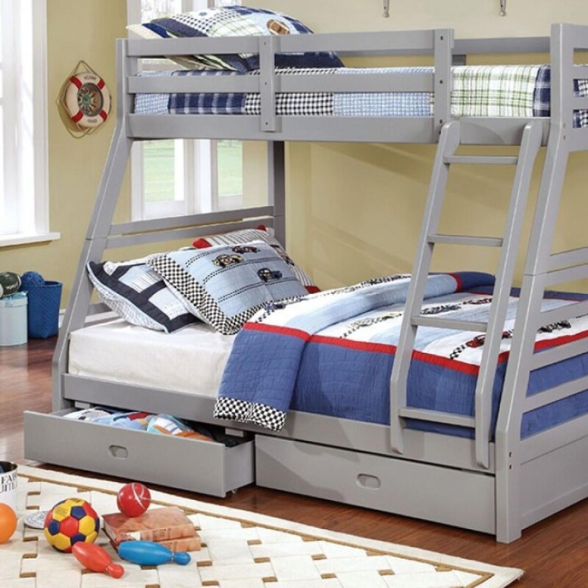 California Twin/Full Bunk Bed, Gray Youth Beds Furniture of America 4