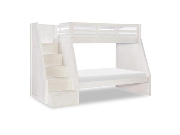 Complete Twin Over Full Bunk Bed Youth Beds Bleached Linen