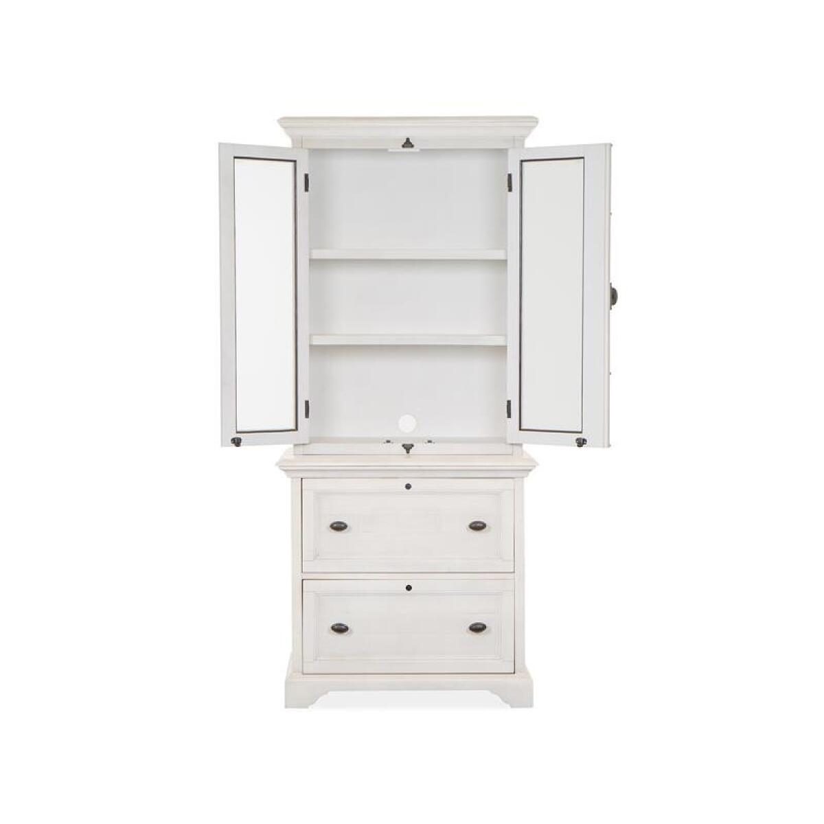 Bronwyn Lateral File with Hutch Office Storage Alabaster, Toasted Nutmeg 11