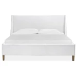 Lindon Wood Cal.King Island Bed White Upholstered Headboard KD