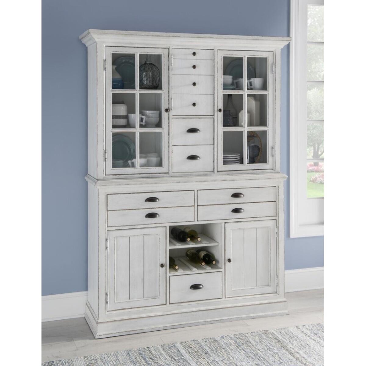 Credenza Hutch Dining Storage Aged White 6