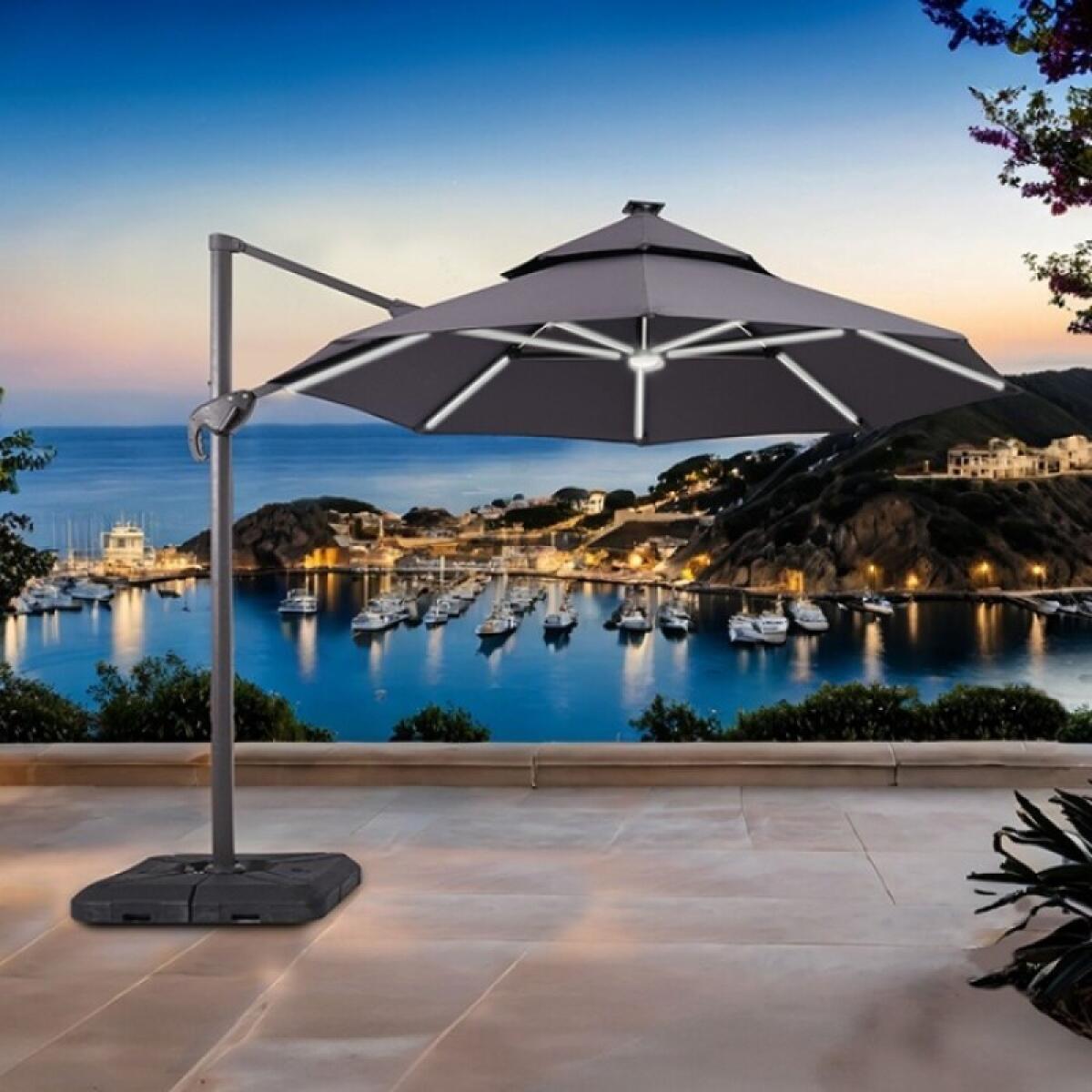 Fera 10 Ft Round Umbrella w/ LED Bulb + 37" Large Base - Image 2