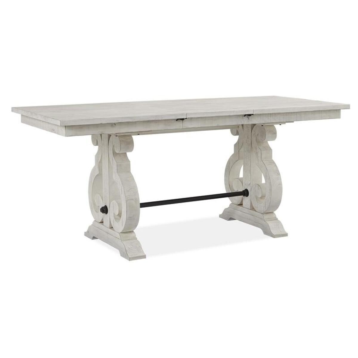 Bronwyn Rectangular Counter Height Table Dining Tables Alabaster, Toasted Nutmeg, Antique Brass w/Pewter Overlay, Baja Natural Fabric 7