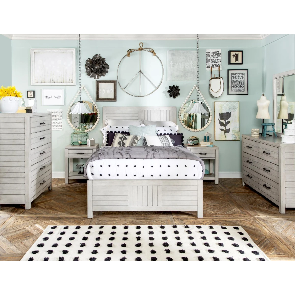 Open Night Stand Stone Path Gray Finish Youth Nightstands Cream 6