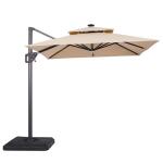 Xico 8 Ft Square Umbrella w/ Double Top w/ LED Light + 37" Large Base - Image 3