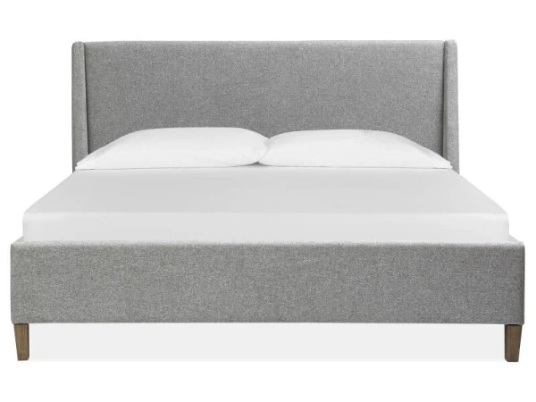 Lindon B5570-50RG Wood Queen/King Island Bed Grey Upholstered Rails SU