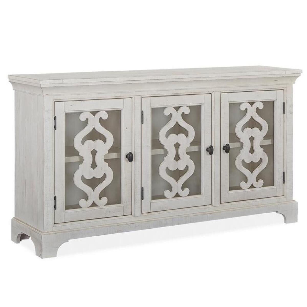 Bronwyn Server Dining Storage Alabaster, Toasted Nutmeg, Antique Brass w/Pewter Overlay, Baja Natural Fabric 9
