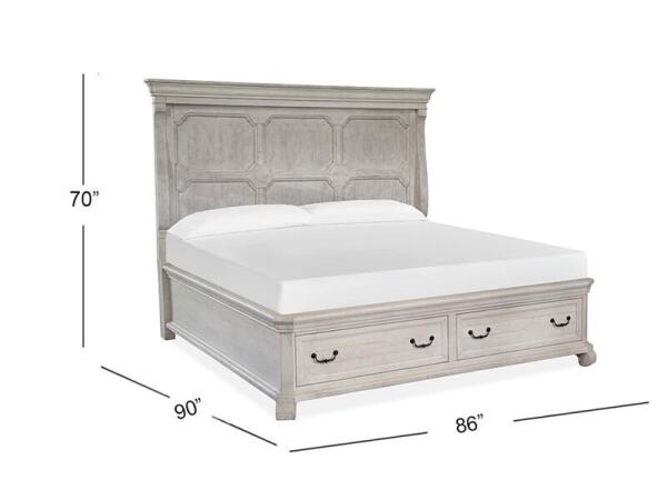Bronwyn Complete King Panel Storage Bed Beds Alabaster, Toasted Nutmeg, Baja Natural Fabric 9