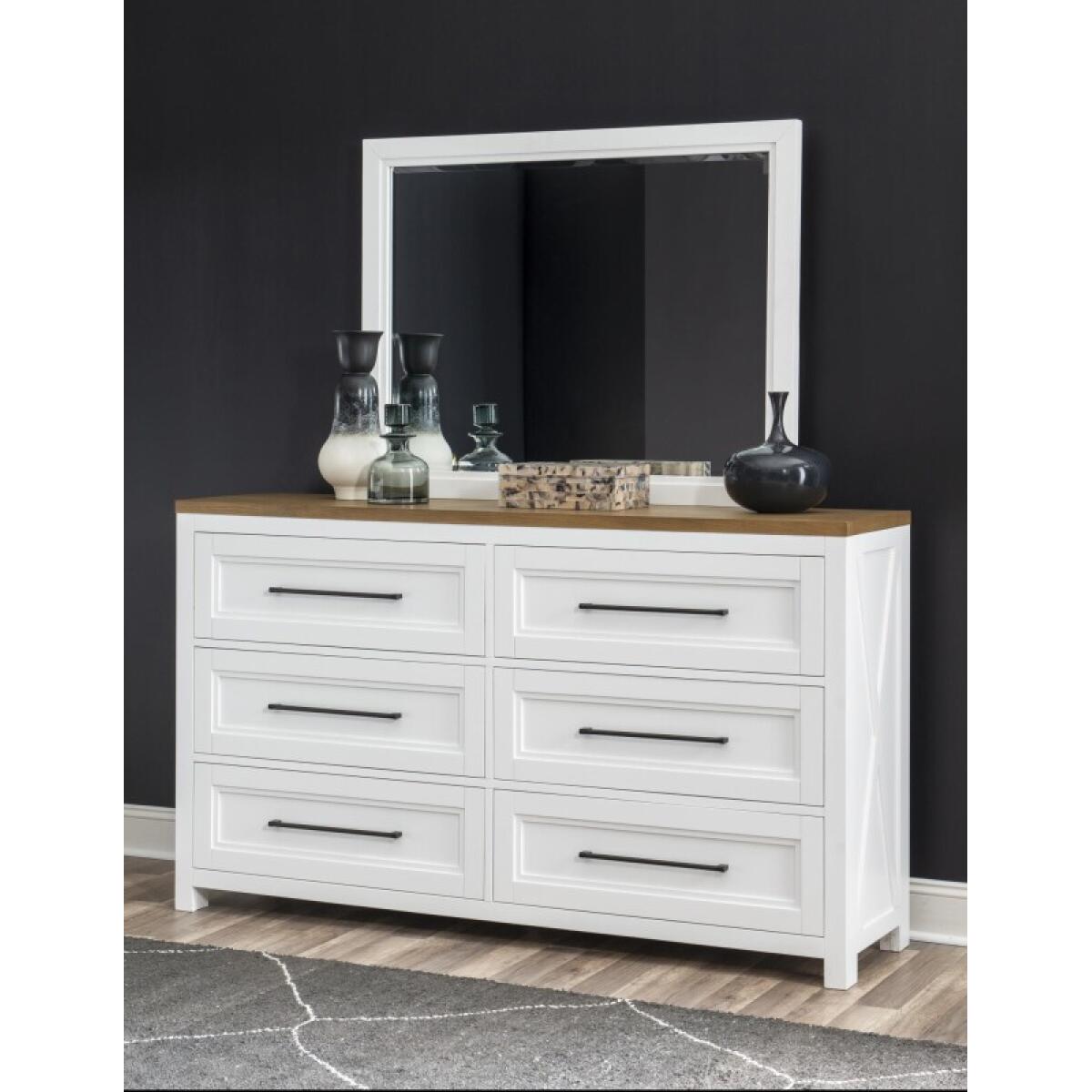 Mirror Bedroom Mirrors Harvest Oak Tops, Natural White Base, Aged Black Accents 6