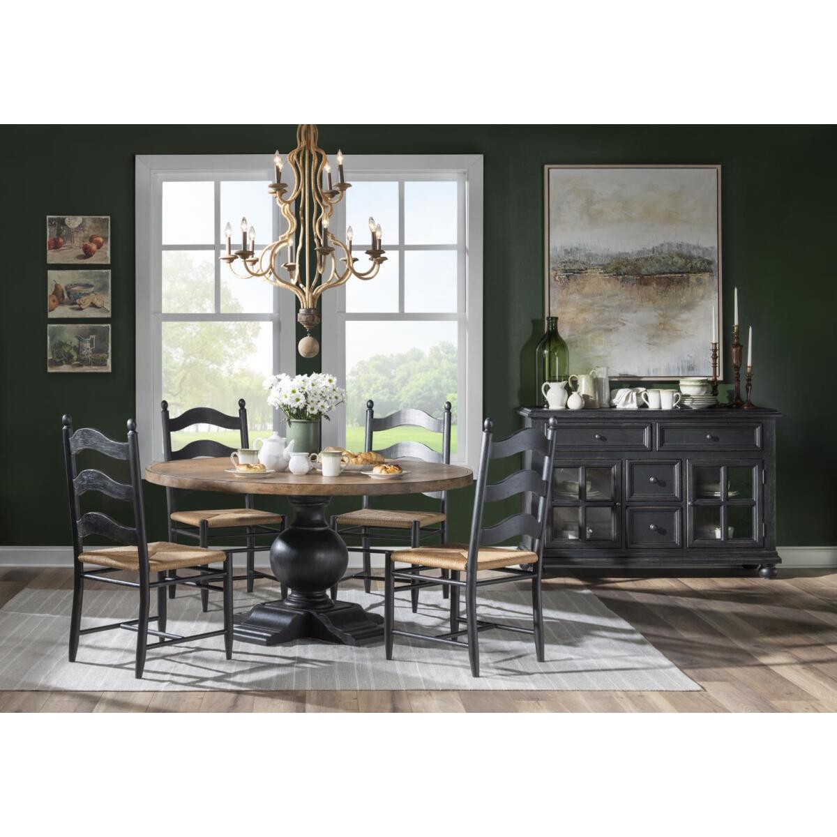 Rush Seat Ladder Back Side Chair Chairs & Benches Black 8