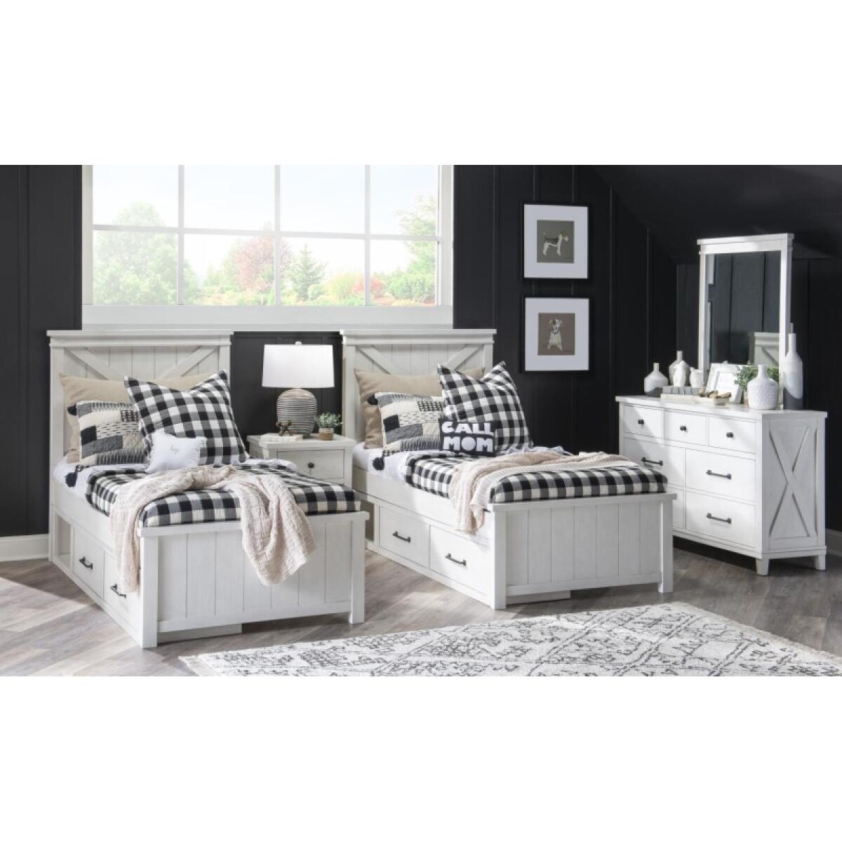 Complete Panel Bed Twin 33 White Finish Youth Beds Aged White 5
