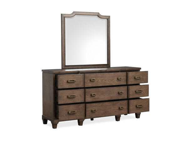 Drawer Dresser with Shaped Mirror Dressers Brown