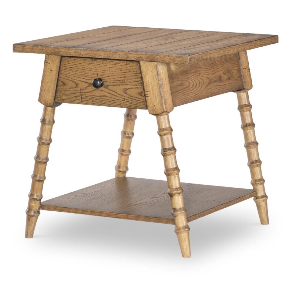 Splayed Bobbin Leg 1 Drw End Table End tables Barnwood Oak 4