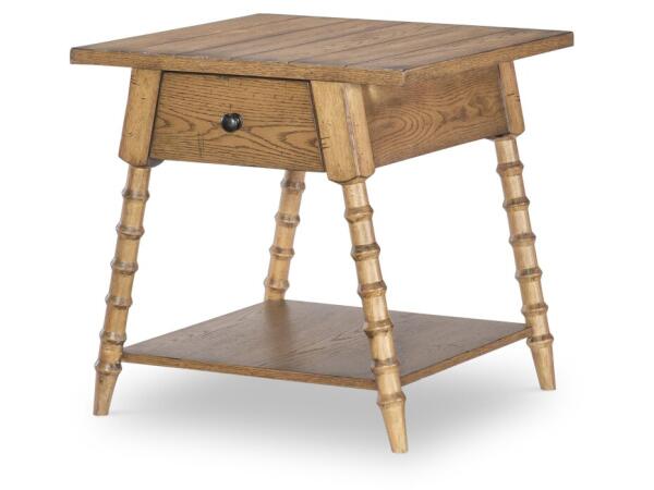 Splayed Bobbin Leg 1 Drw End Table End tables Barnwood Oak