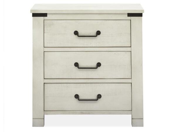 Chesters Mill Drawer Nightstand Nightstands Alabaster, Aged Iron