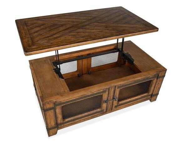 Chesterfield Lift Top Storage Cocktail Table w/Casters - Image 10
