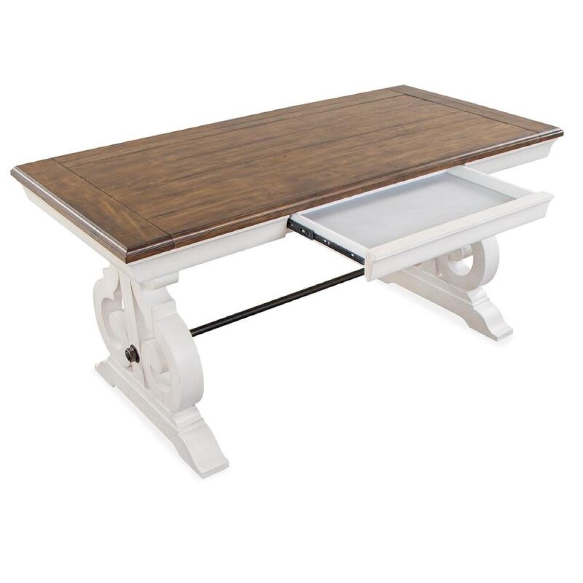 Bronwyn Two Tone Writing Desk Desks Alabaster, Toasted Nutmeg 7