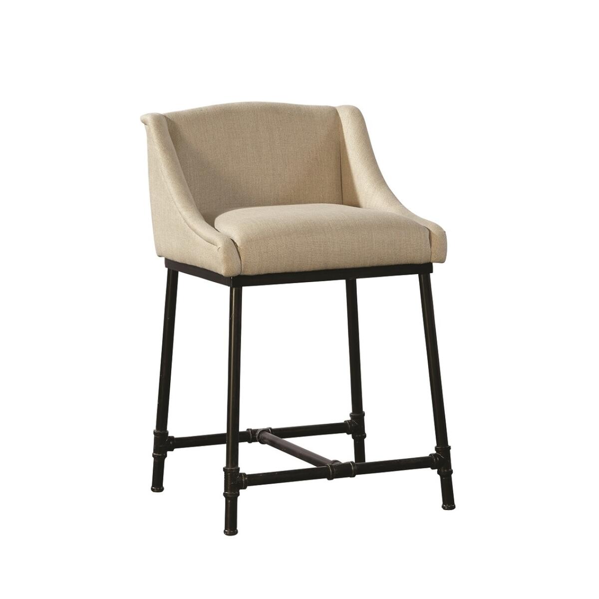 Linen & Iron Pipe Counter Stool - Image 2