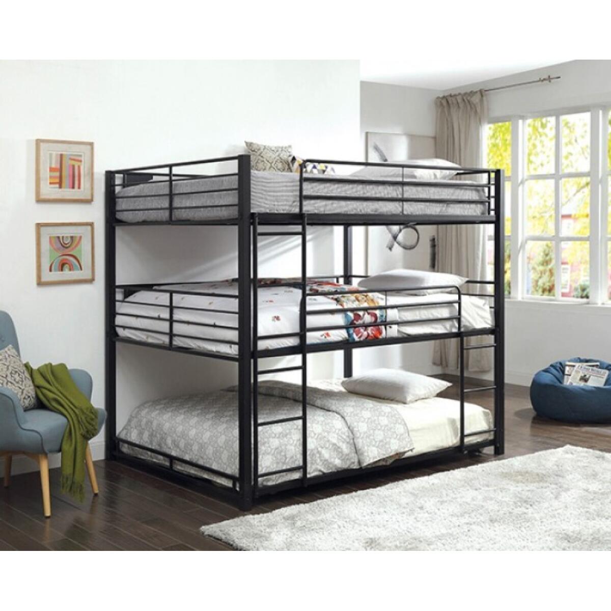 Olga Queen Triple Decker Bed Youth Beds Black 4