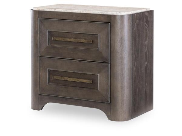 2 Drawer Nightstand With Stone Top Nightstands Brown