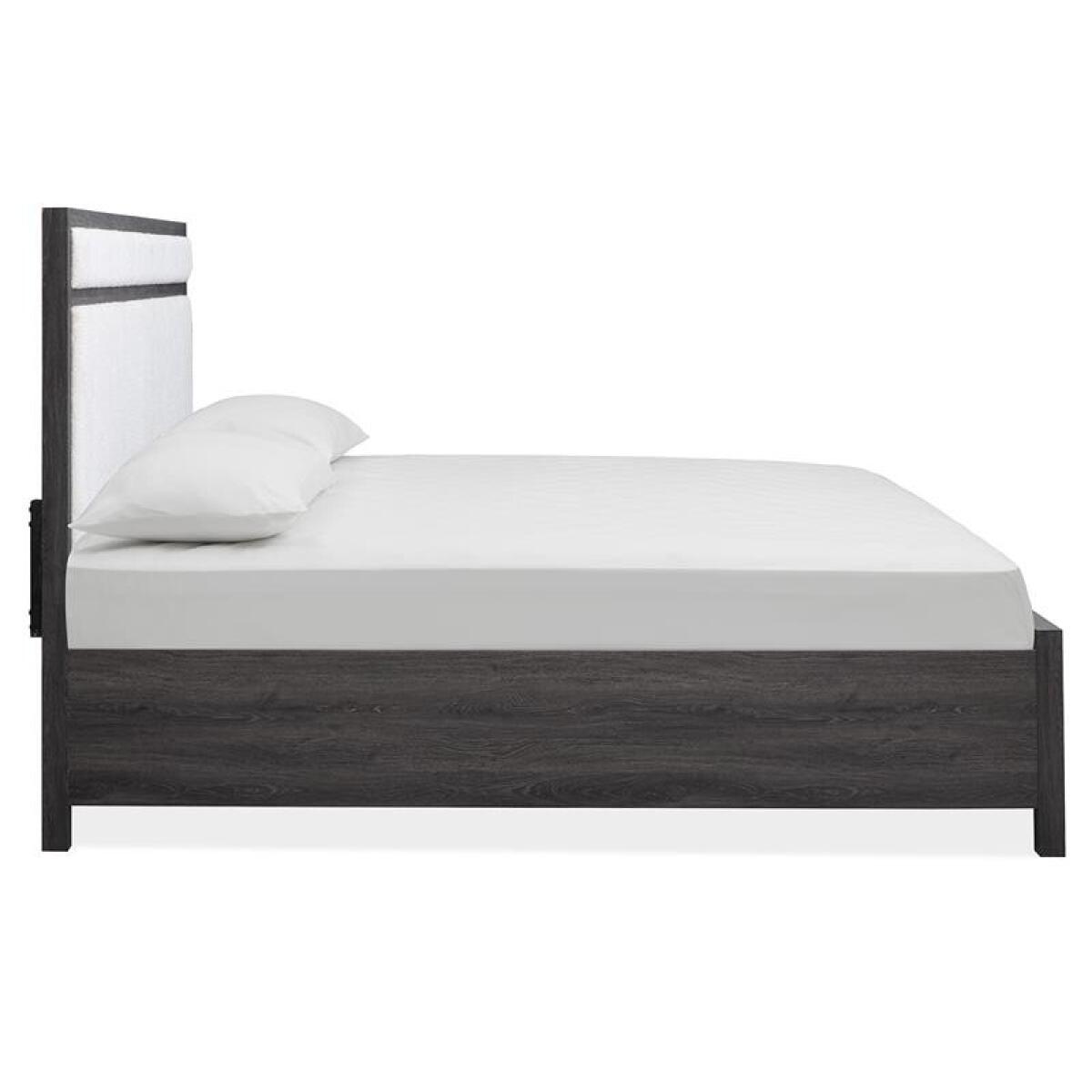 Merrifield - Black Complete Queen Panel Bed w/Upholstered Headboard - Image 5
