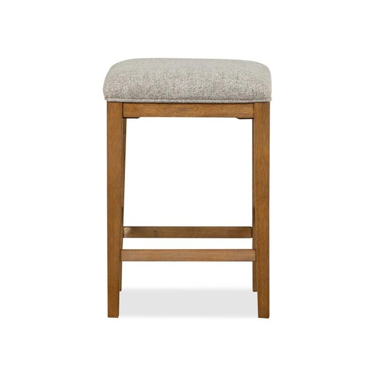 Lindon Stool w/Grey Upholstered Seat - Image 6