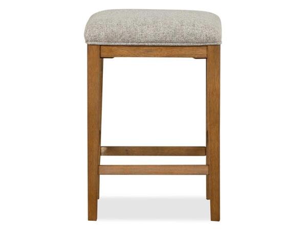 Lindon Stool w/Grey Upholstered Seat - Image 6