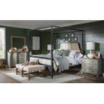 Complete Bobbin Post Canopy Bed 5/0 Queen Beds Barnwood Oak And Kettle Black 16