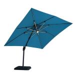 Aurora 10 Ft Square Umbrella w/ Double Top w/ LED + 37″ Large Base Outdoor Accessories Blue 26