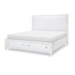 Complete Upholstered Bed W Storage Queen 5/0 White Finish Beds Beds 9