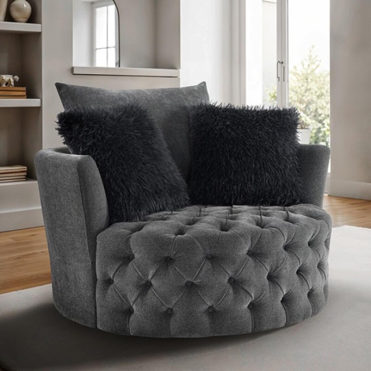 ee3a393486c1769b93e33ffdc750bde6 Sofi Button Tufted Swivel Chair - Image 1