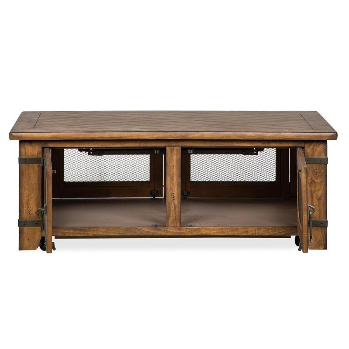 Chesterfield Lift Top Storage Cocktail Table w/Casters - Image 11