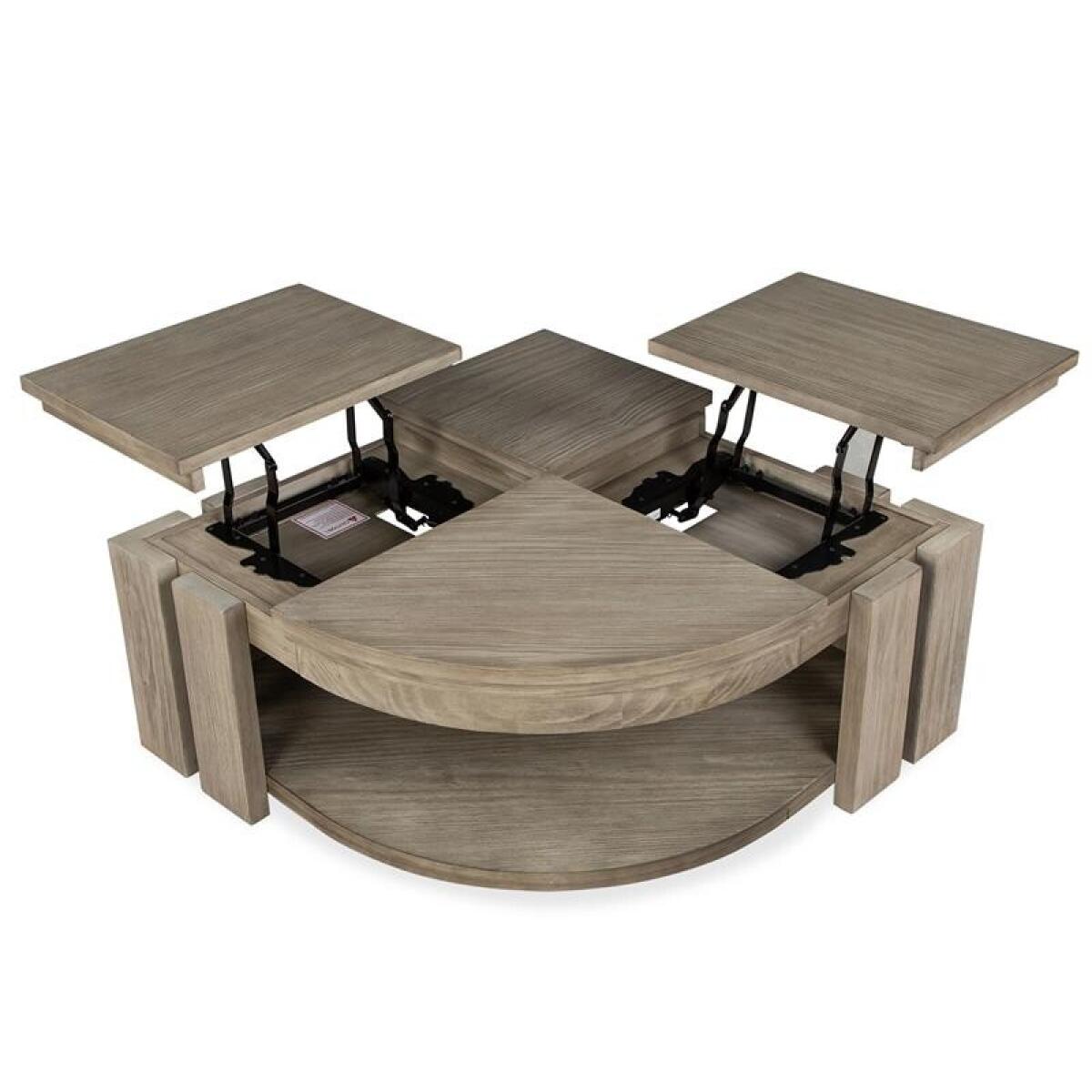 Conrad Pie Shaped Lift Top Cocktail Table w/Casters - Image 7