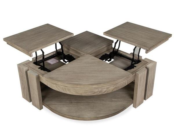 Conrad Pie Shaped Lift Top Cocktail Table w/Casters - Image 7