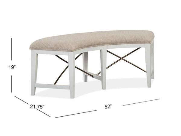 Heron Cove Curved Bench w/Upholstered Seat Chairs & Benches Chairs & Benches 12