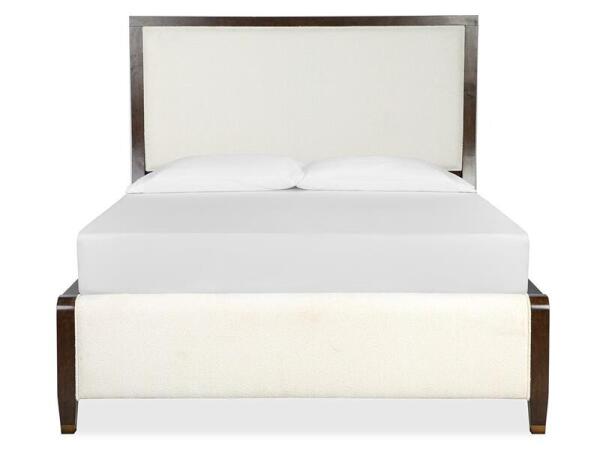 Rowan Wood Queen Panel Bed Upholstered Footboard SU