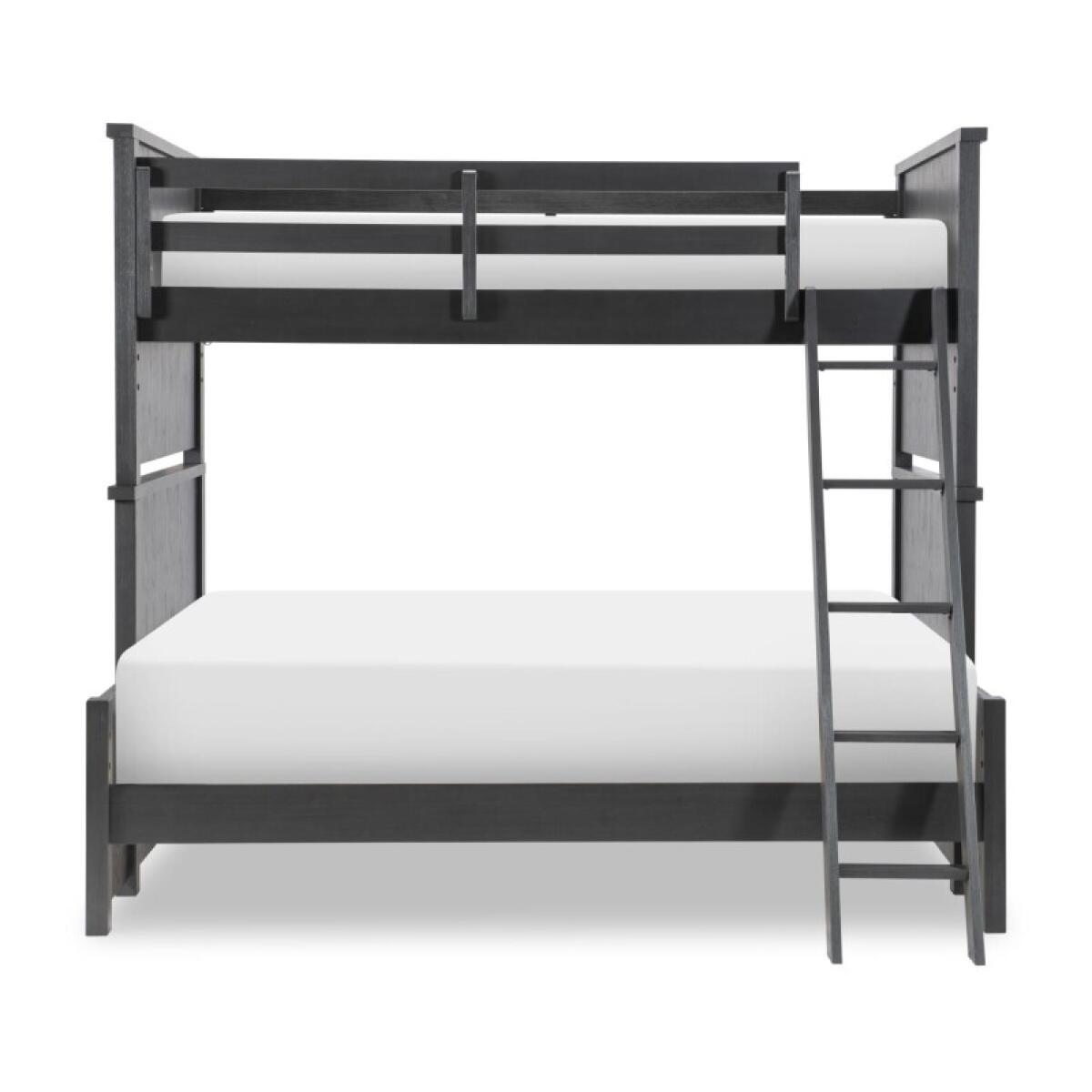 Complete Twin Over Full Bunk Bed Black Finish Youth Beds Black 5