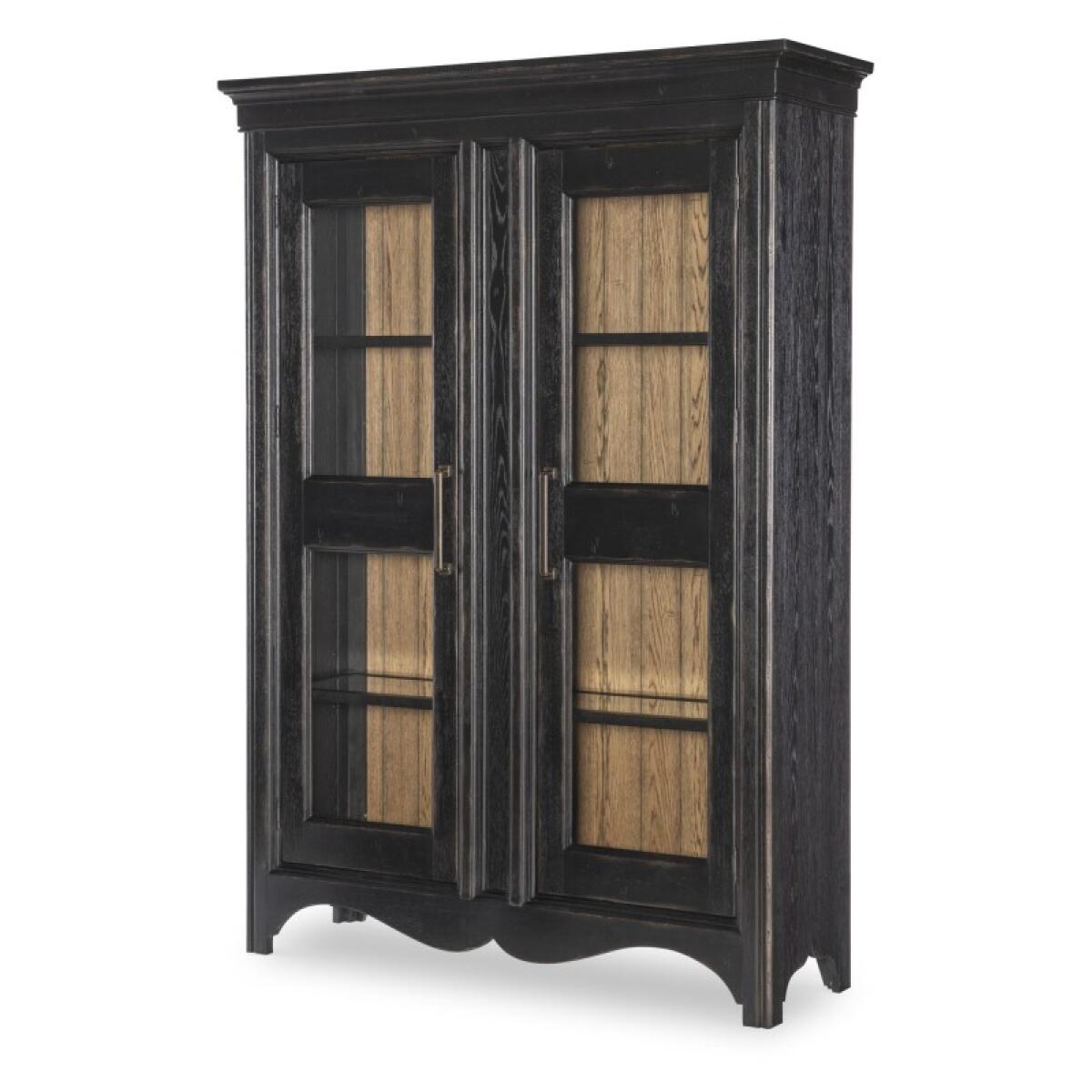 Glass Front Display Cabinet Dining Storage Barnwood Oak And Kettle Black 4