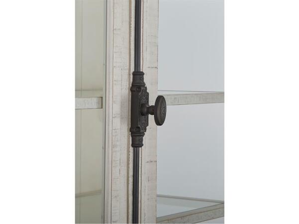 Bronwyn Dining Cabinet Dining Storage Alabaster, Toasted Nutmeg, Antique Brass w/Pewter Overlay, Baja Natural Fabric 19