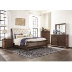 Complete Dottie Upholstered Headboard Sleigh Bed Queen 5/0 - Image 3