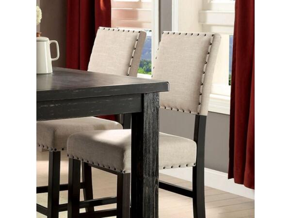 Sania Counter Ht. Chair (2/Box) Barstools Antique Black/Beige