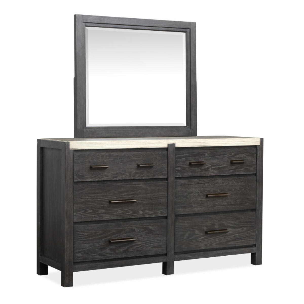 Drawer Dresser with Landscape Mirror Dressers Black 5