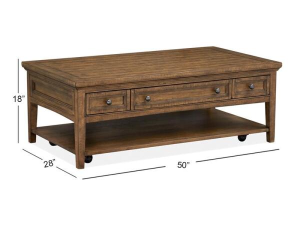 Bay Creek Rectangular Cocktail Table w/Casters - Image 3
