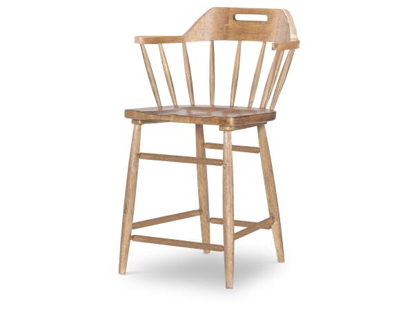 Counter Height Spindle Back Arm Chair With Handle Cut Out Chairs & Benches Barnwood Oak