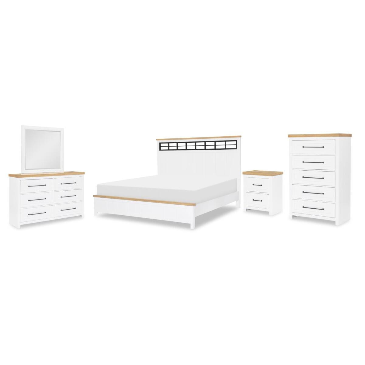 Complete Panel Bed, Queen 5/0, Mirror, Dresser Bedroom Sets Bedroom Sets 4