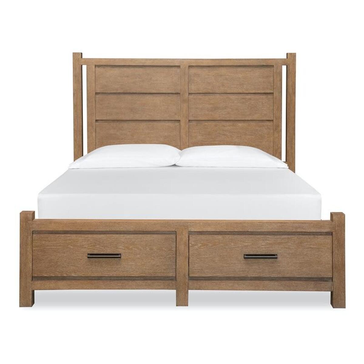 Plum Creek – LT. Brown Wood Queen Panel Bed Headboard KD Bed Parts Bed Parts 4